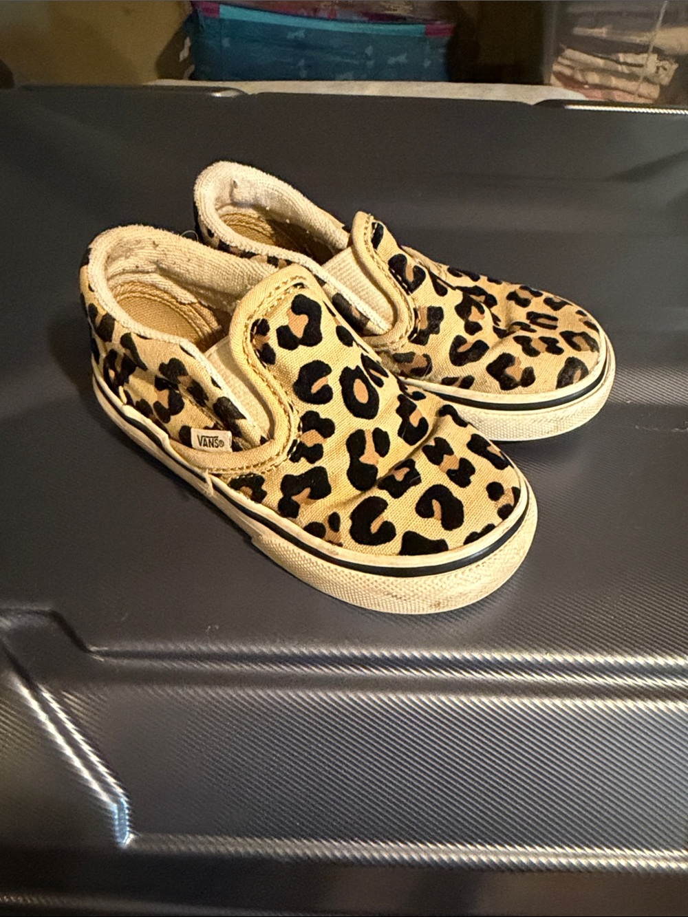 Vans Kids Slip-On Leopard Print Sneakers - tan and black